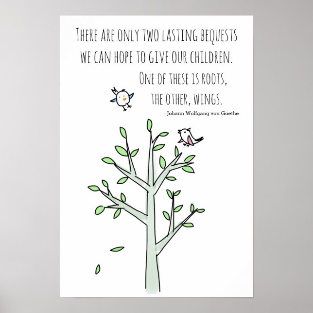 Roots and Wings Inspiron Parenting Quote Poster (Front)