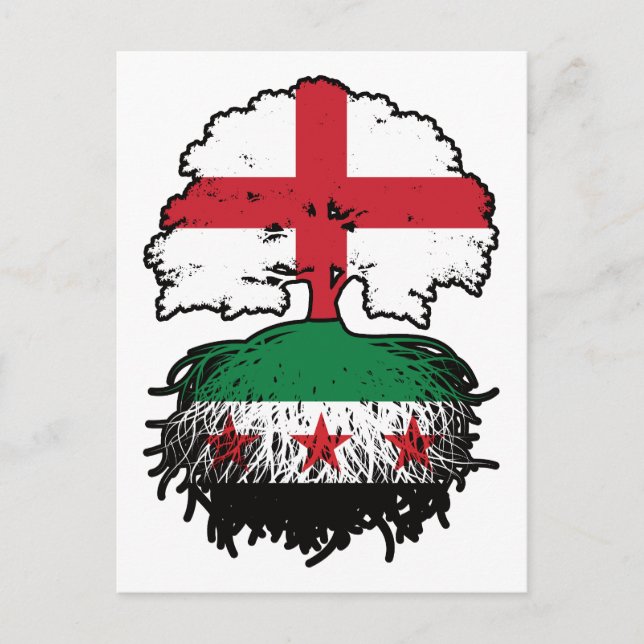 Roots & Crown: England–Syria Tree Postcard (Front)