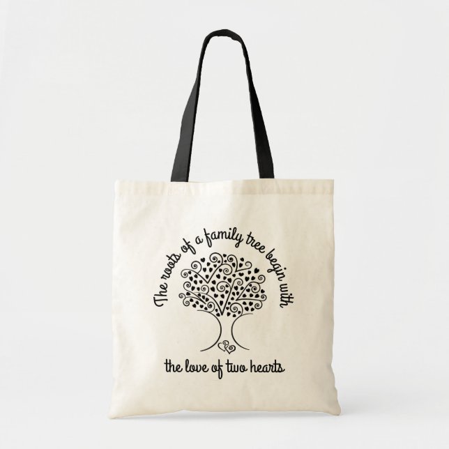 Roots Family Tree Ancestry Hearts Genealogy Gift Tote Bag (Front)