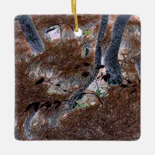 Roots Gnarled Trees Pine Needles Forest Floor Ceramic Ornament