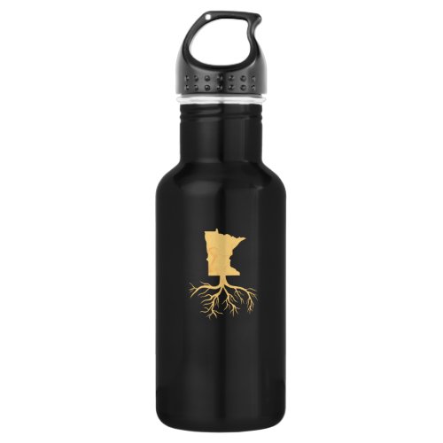 Roots in Minnesota Map Design for proud Minnesotan Stainless Steel Water Bottle