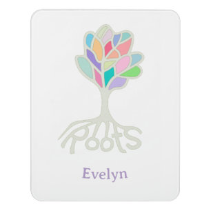 Roots. Nature-inspired design. Colored Tree. Door Sign