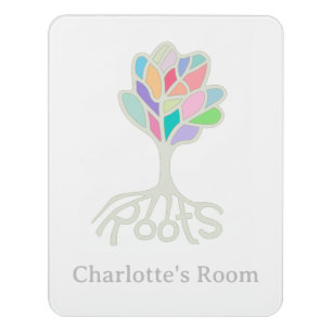 Roots. Nature-inspired design. Colored Tree. Door Sign