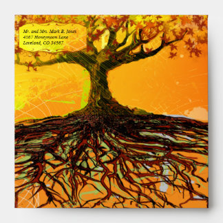 Roots of Love Fall Tree Wedding Envelopes