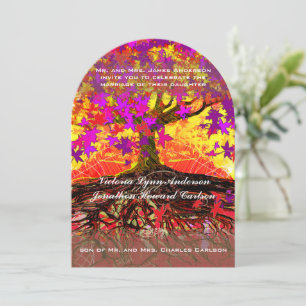 Roots of Love Romantic Oak Tree Wedding Invitation