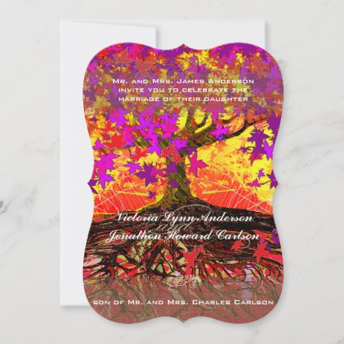 Roots of Love Romantic Oak Tree Wedding Invitation