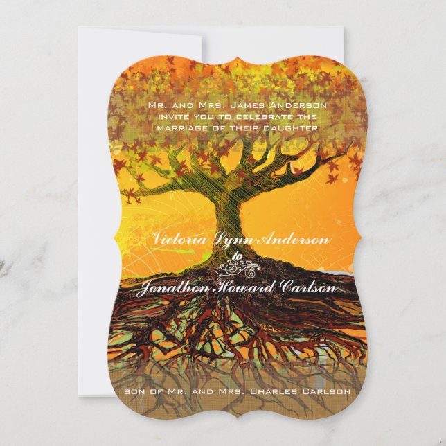Roots of Love Romantic Tree Wedding Invitation (Front)
