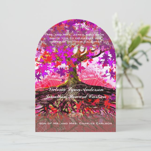 Roots ofEnchanted Oak Forest Wedding Invitation (Standing Front)