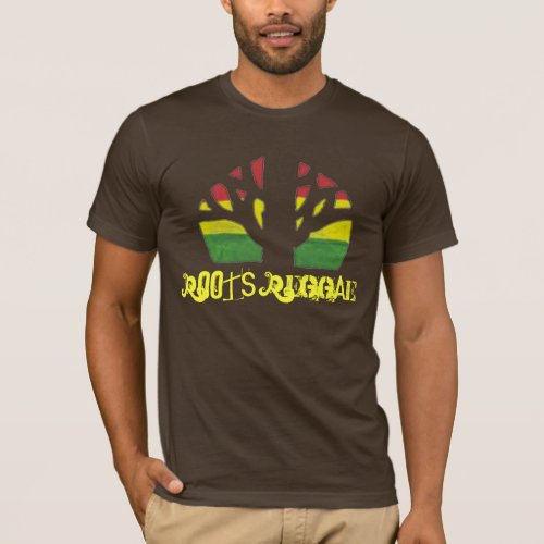 Roots Reggae Mens Brown T shirt