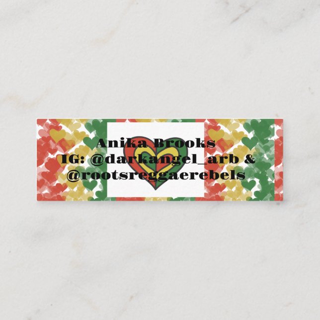 Roots Reggae Rebel Theme Calling Card (Back)