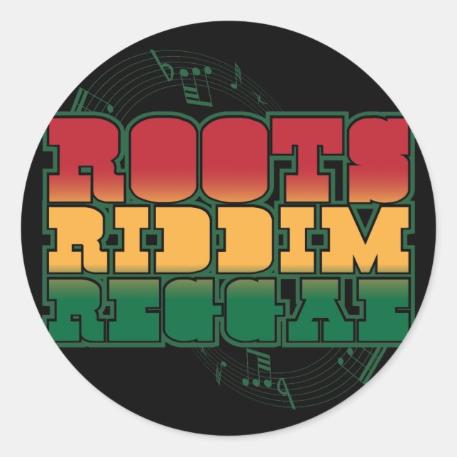 Roots Riddim Reggae Classic Round Sticker (Front)