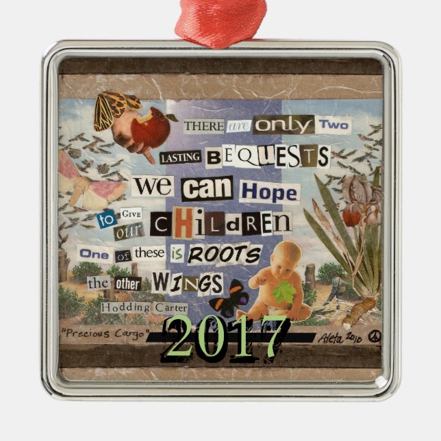 Roots & Wings Custom Year Metal Ornament (Front)