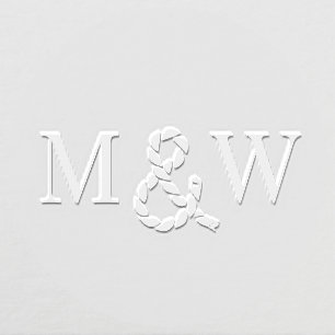Rope Ampersand Couple Wedding 2 Initial Monogram Embosser
