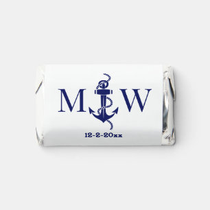 Rope Anchor # 5 Bride Groom Wedding 2 Initial Date Hershey's Miniatures