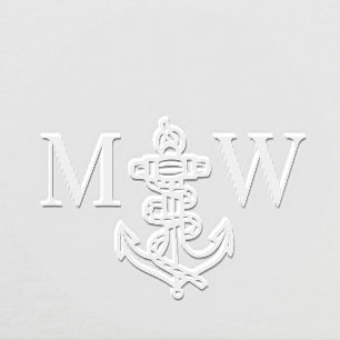 Rope Anchor Couple Wedding 2 Initial Monogram Embosser