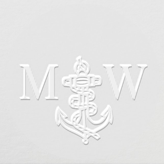 Rope Anchor Couple Wedding 2 Initial Monogram Embosser (Design)