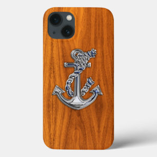 Rope Anchor on Teak Veneer decor iPhone 13 Case