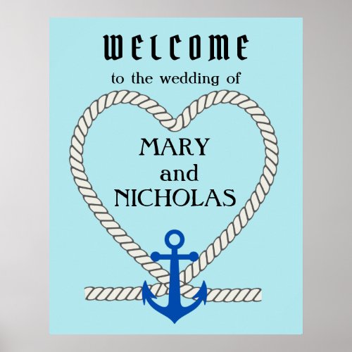 Rope And Anchor Nautical Welcome Wedding Sign