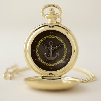 Rope And Anchor Pocket Watch by CruiseReady at Zazzle