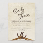 Horseshoe Cactus Western Country Boho Wedding  Inv Invitation