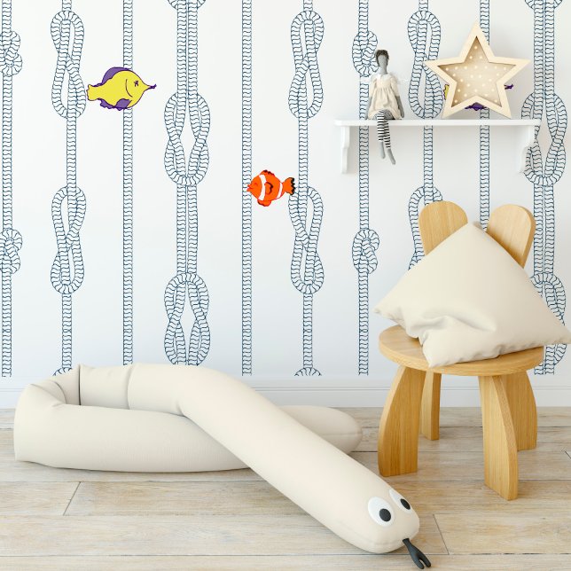 Rope and sailor's knots print with little fish. wallpaper  (Rope and sailor's knots print with little fish. wallpaper)