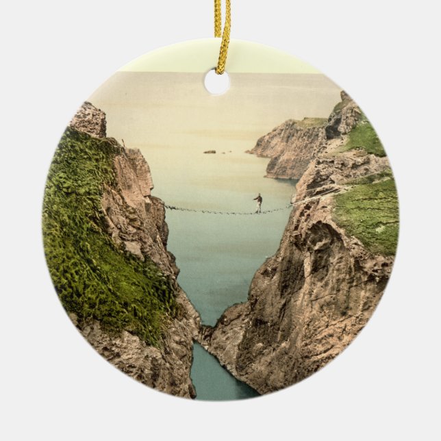 Rope Bridge, Carrick-a-Rede, County Antrim Ceramic Ornament (Front)