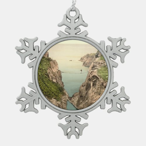 Rope Bridge Carrick_a_Rede County Antrim Snowflake Pewter Christmas Ornament
