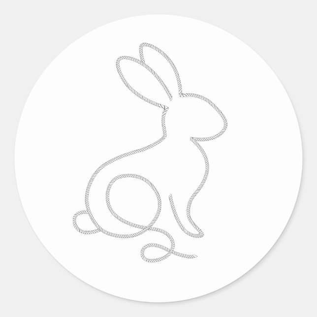 Rope Bunny Rabbit Minimal Modern 1st Birthday Classic Round Sticker (Front)