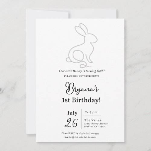 Rope Bunny Rabbit Minimal Modern 1st Birthday