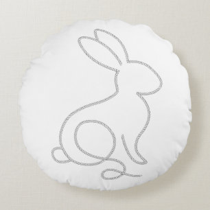 Rope Bunny Rabbit Minimal Modern Design Round Pillow