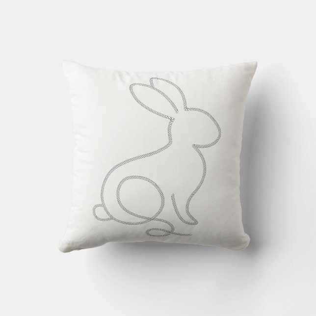 Rope Bunny Rabbit Minimal Modern Design Throw Pillow (Back)