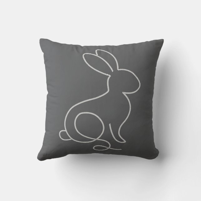 Rope Bunny Rabbit Minimal Modern Design Throw Pillow (Back)