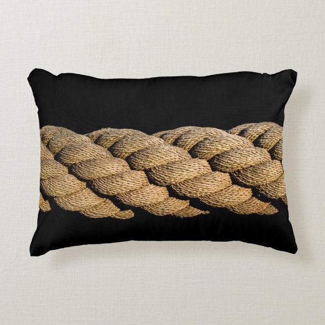 Rope cord woven leash knitting accent pillow (Front)