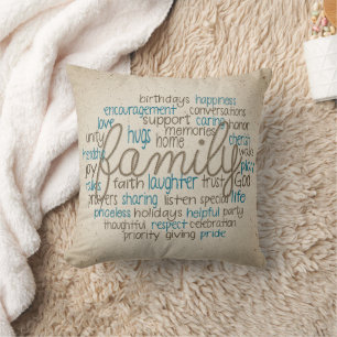 Rope Design Family Word Cloud Throw Pillow