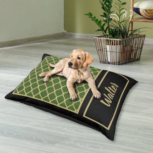 Rope Design with Monogram Olive Green Pet Bed