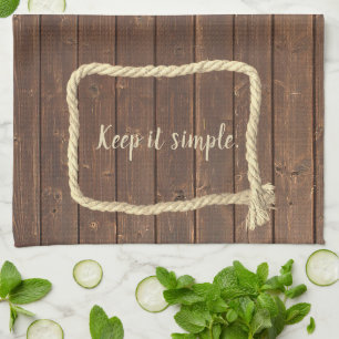 Rope Frame On Teak Wood With Quote Kitchen Towel