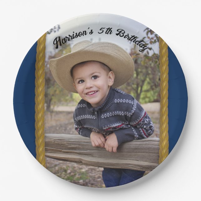Rope Frame Western Style Paper Plates (Front)