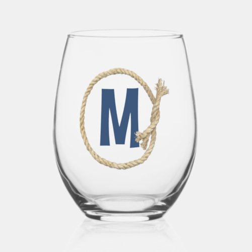 Rope Frame With Monogram Stemless Wine Glass