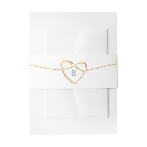 Rope Heart Gold Wedding Invitation Belly Band