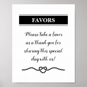 Rope Heart Nautical Wedding Favors Sign