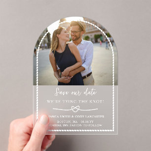 Rope Heart Tying the Knot Nautical Save the Date Acrylic Invitations