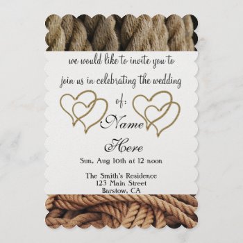 Rope Hearts Wedding Bridal Bride Groom Guests Invitation by Designs_Accessorize at Zazzle