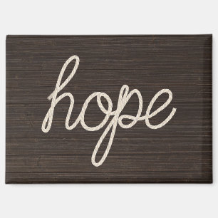 Rope HOPE Text On Dark Wood Magnet