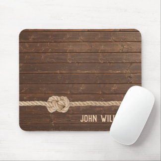 Rope Knot on Oak Wood Mouse Pad