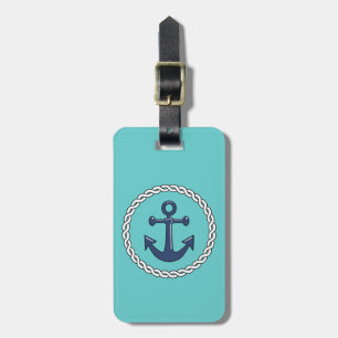 Rope n Anchor Aqua Personalized Luggage Tag