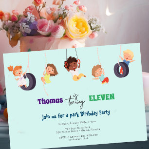 Rope park adventure kids birthday invitation