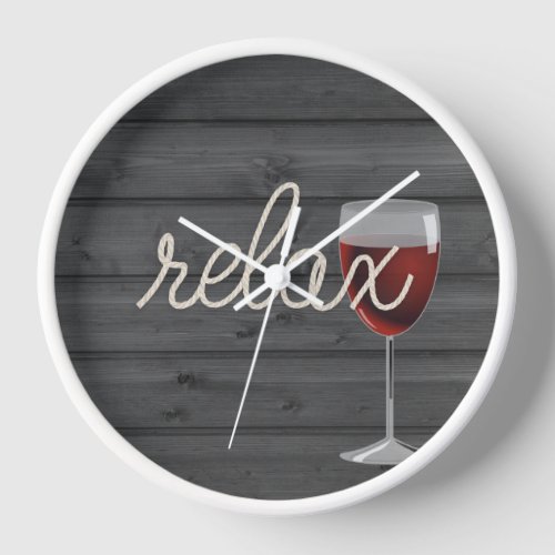 Rope Relax Text On Wood with Wine Clock