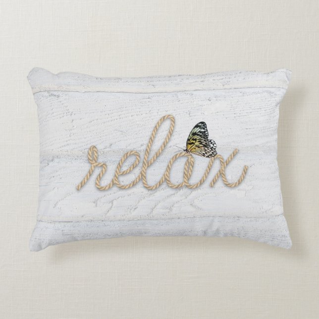 Rope Relax Text with Butterfly  Accent Pillow (Front)