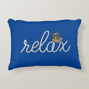 Rope Relax Text with Butterfly on Blue Accent Pillow