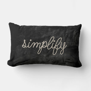 rope simplify text on black leather lumbar pillow